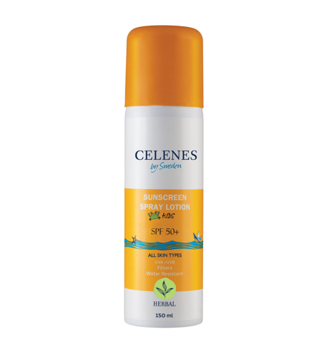 لوسیون اسپری ضد آفتاب سلنز مدل Celenes SPF 50+ برای کودکان ۱۵۰ میلی لیتر